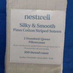 NIP Nestwell Silky Smooth Pima Pillowcases Standard Queen Pillow Cases Birch